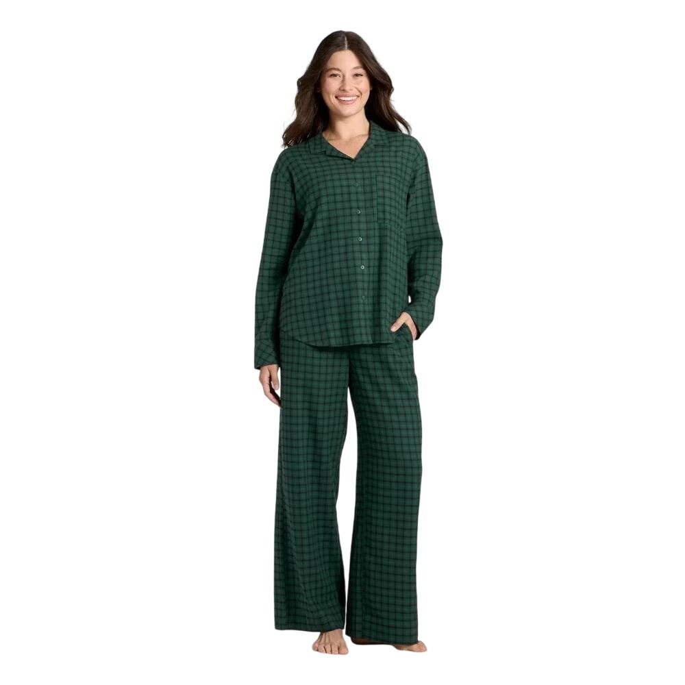 Auden Women's Green Plaid Flannel Modal Long Sleeve Pajama Set Size XXL